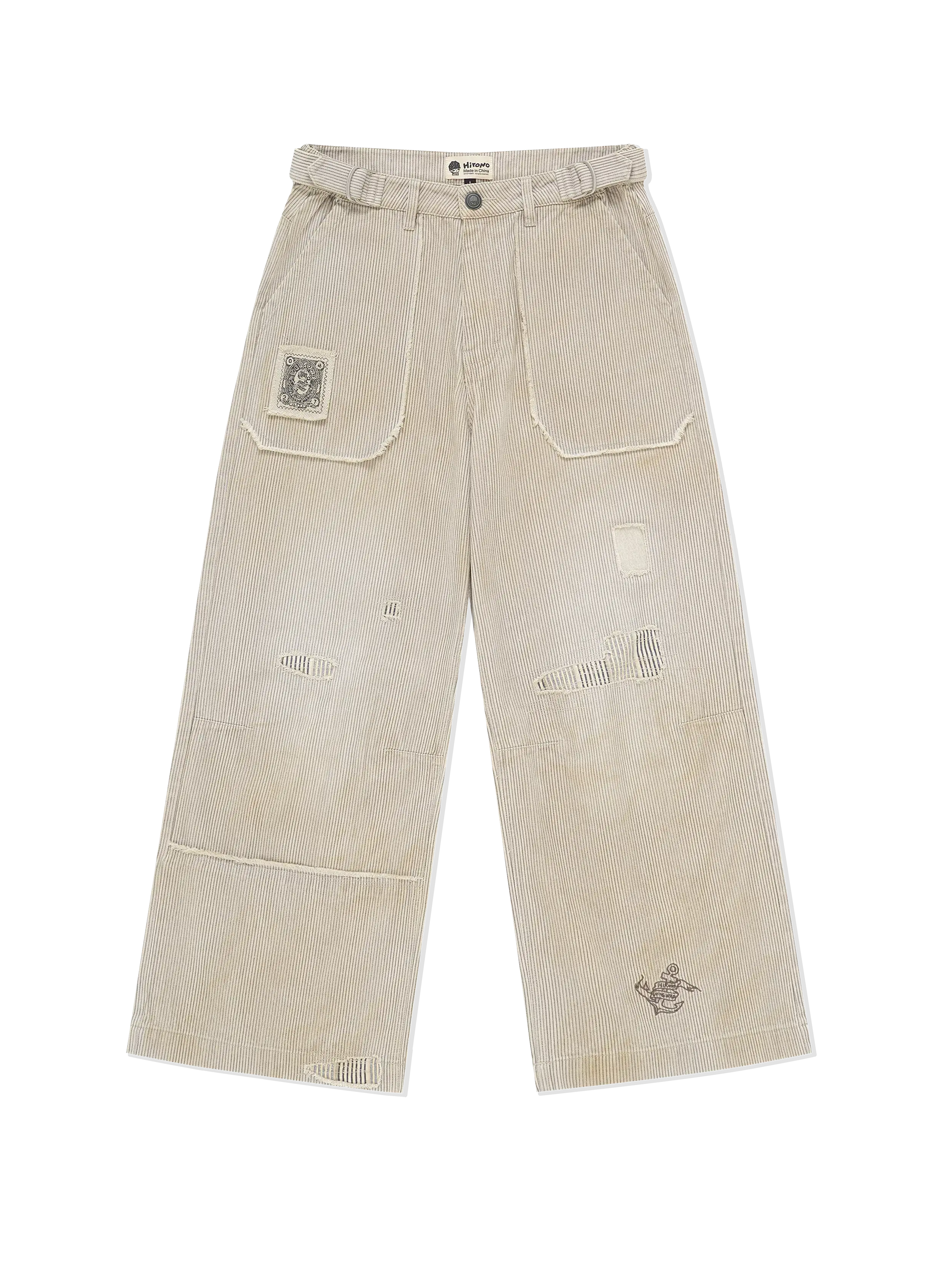 Hirono Living Wild - Freedom Island Nautical Striped Dirty-look Pants Grey