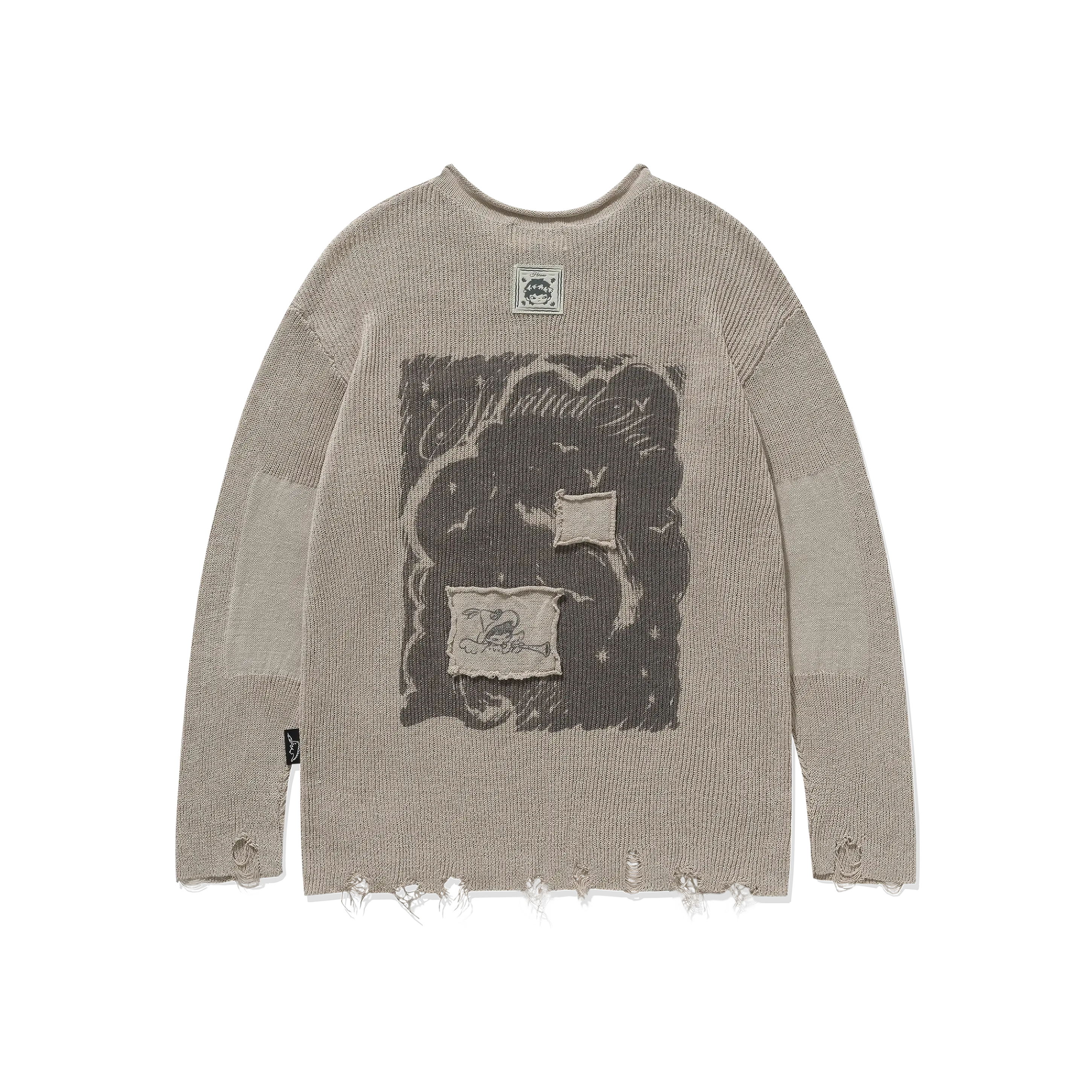 Hirono Whisper Within - Distressed Printed Sweater