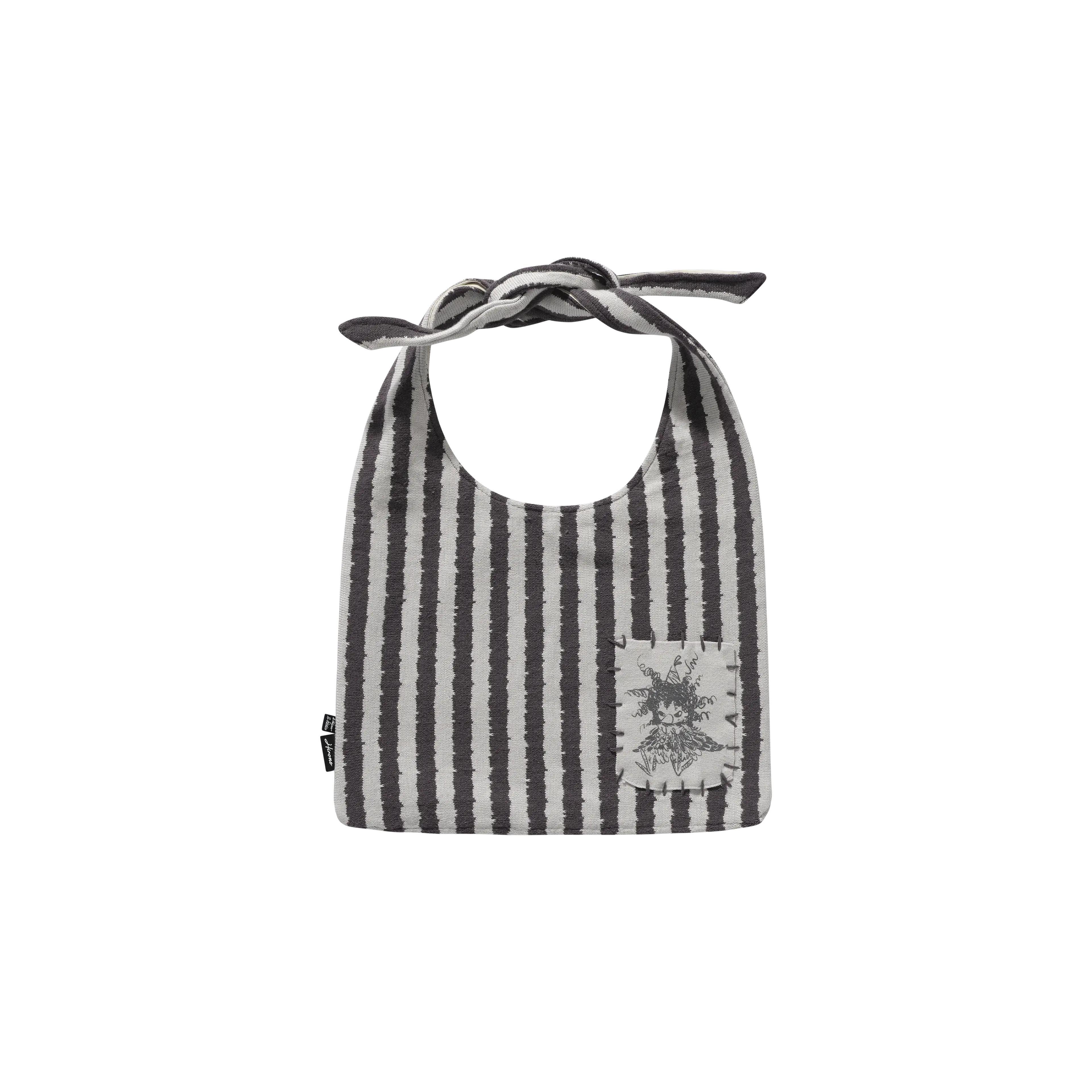 Hirono Whisper Within - Crow Striped Knitted Drawstring Bag