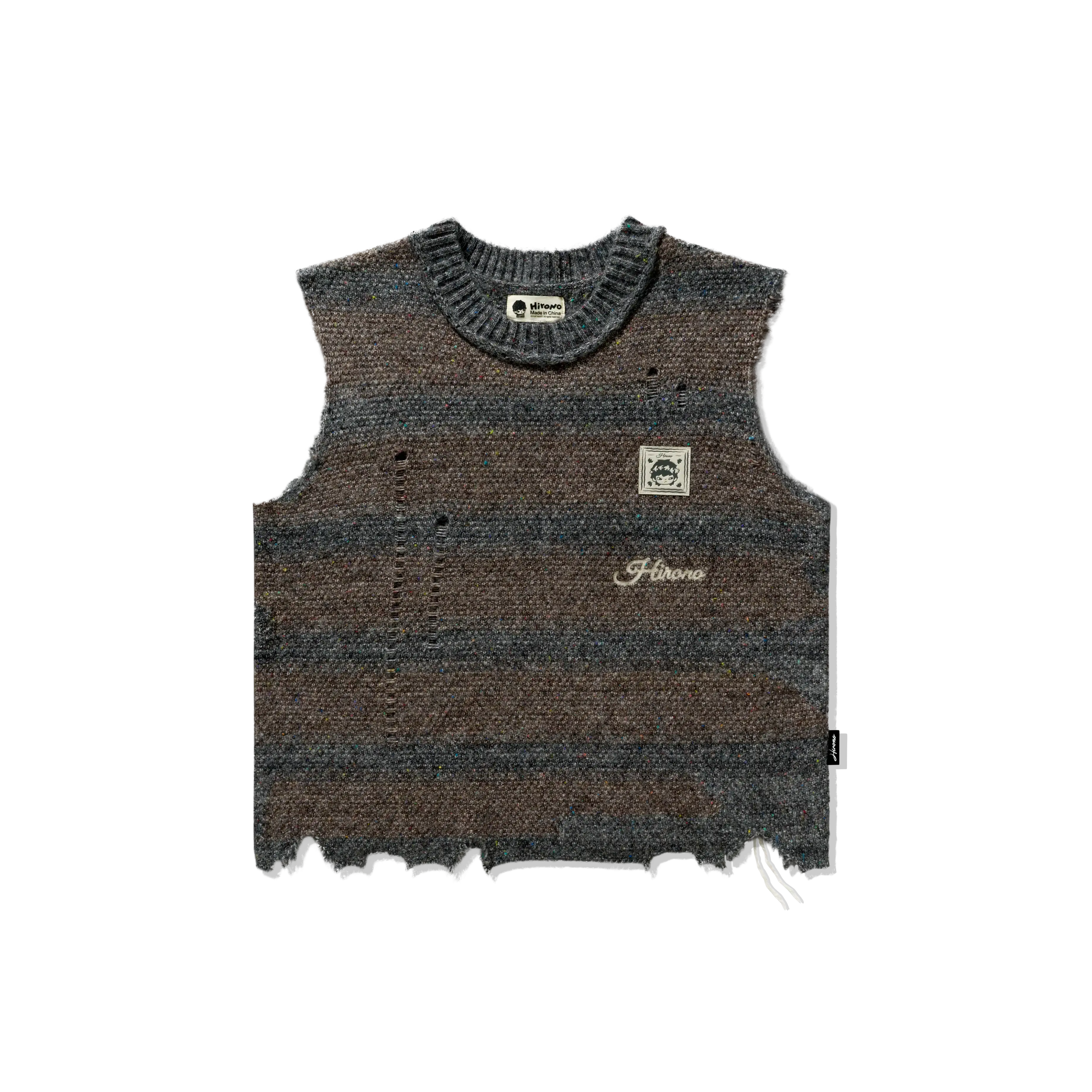 Hirono Whisper Within - Poet Laureate Distressed Striped Knitted Vest