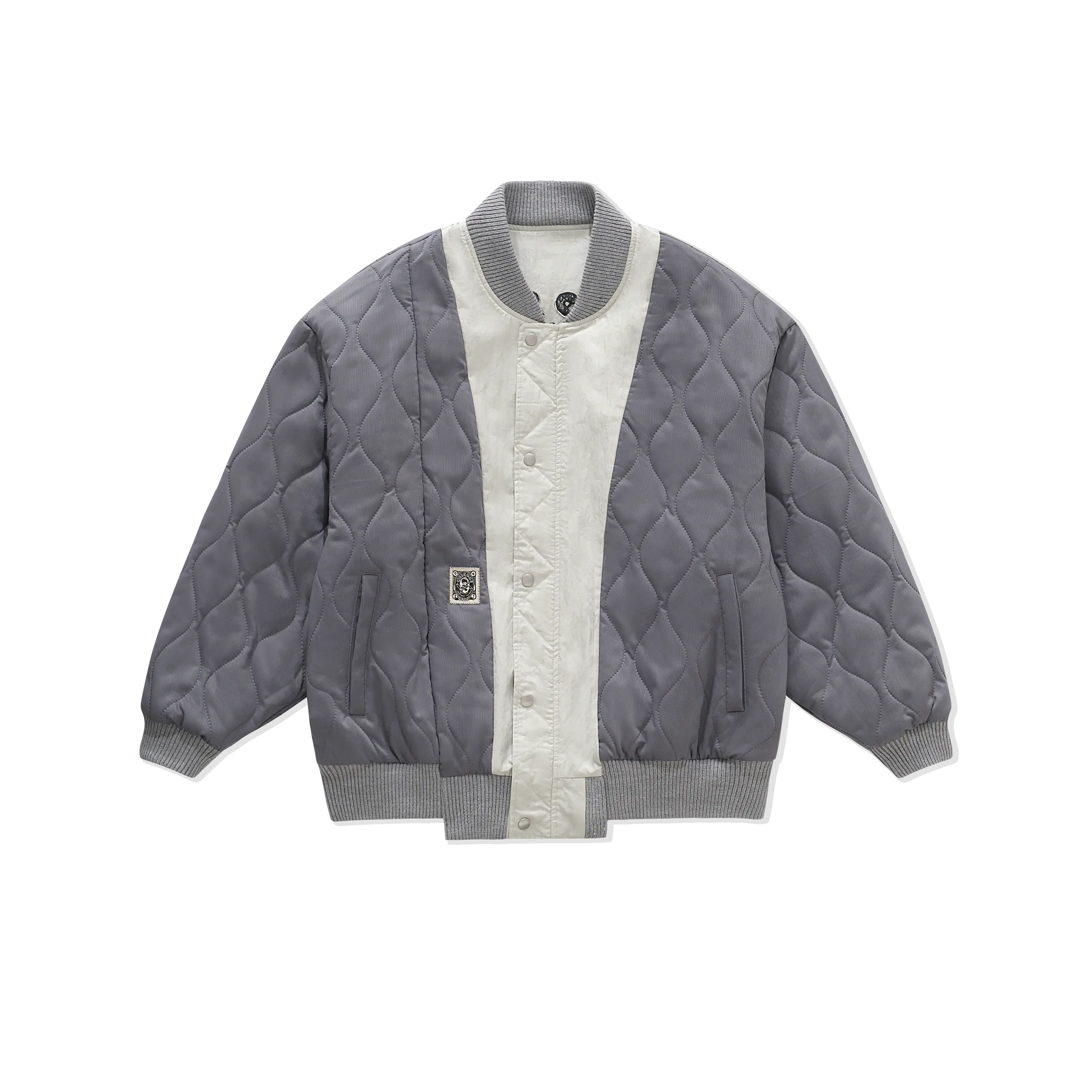 Hirono Living Wild - Freedom Island MA1 Patchwork Cotton Jacket Grey-white