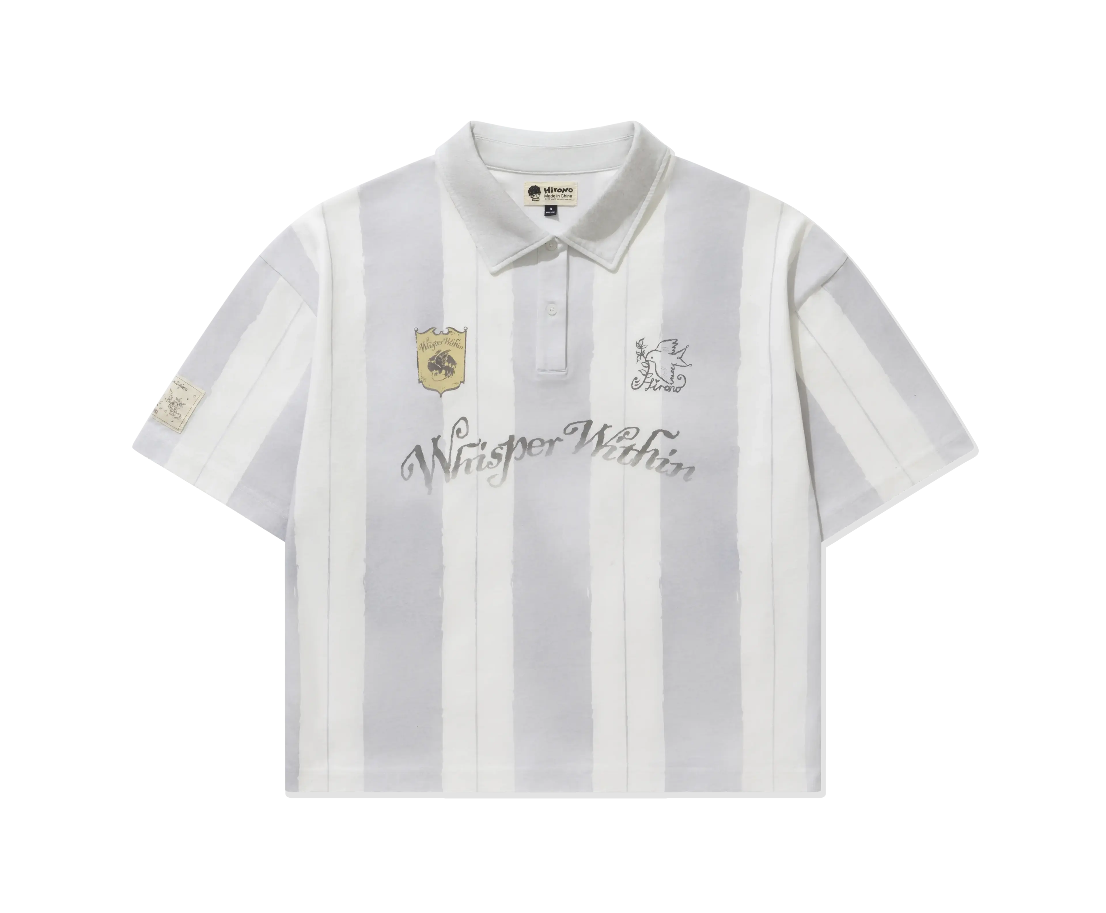 Hirono Final Whistle - Grey Striped Polo Shirt