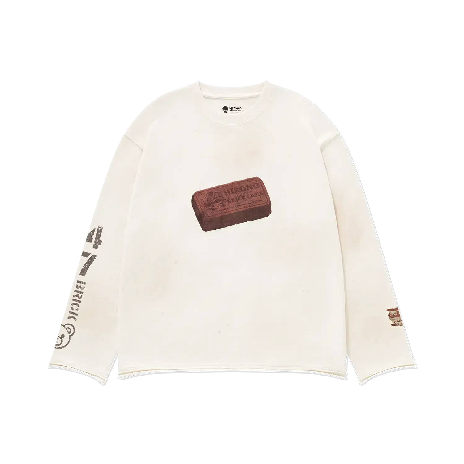 Hirono Brick Lane Spray-dyed Long-Sleeve T-Shirt Beige